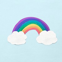 Rainbow collage element, paper craft design psd