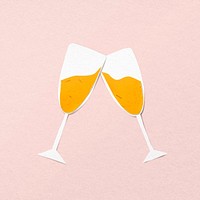 Aesthetic champagne clipart, paper craft design