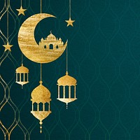 Gold Ramadan lanterns border background design