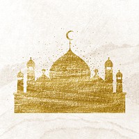 Masjid sticker, Ramadan collage element psd