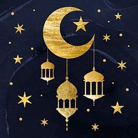 Festive moon lanterns clipart, Islamic design