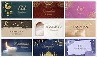 Aesthetic Islamic festival Facebook banner templates design, psd