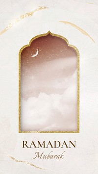 Ramadan Mubarak Instagram story template, Islamic design, vector