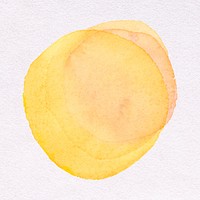 Simple yellow watercolor sticker, bright circle design psd