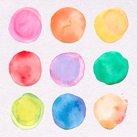 Aesthetic watercolor brush stroke, bright circle design psd set