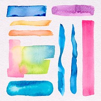 Watercolor brush stroke sticker, stripe shape design psd