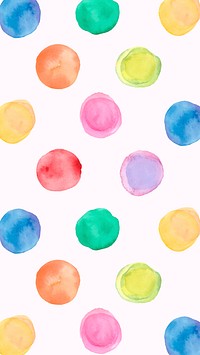 Aesthetic watercolor iPhone wallpaper, polka dot design