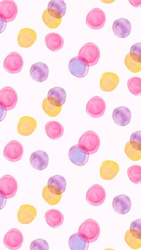 Aesthetic watercolor iPhone wallpaper, polka dot design