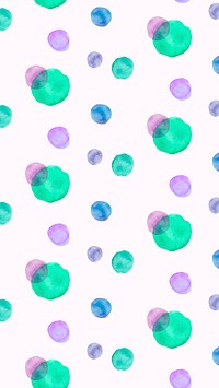 Aesthetic watercolor iPhone wallpaper, polka dot design