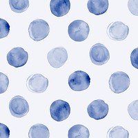 Polka dot seamless pattern, indigo blue watercolor design psd