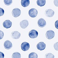 Polka dot seamless pattern, indigo blue watercolor design vector