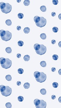 Aesthetic indigo watercolor iPhone wallpaper, polka dot design