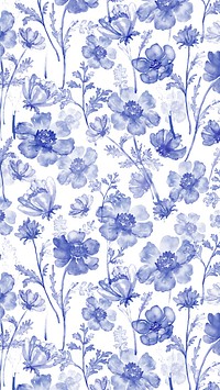 Blue flowers iPhone wallpaper, watercolor graphic