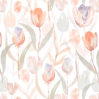 Floral background, seamless pattern watercolor orange tulip graphic vector