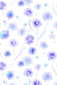 Botanical background, aesthetic watercolor blue & purple graphic