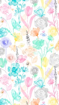 Colorful flowers iPhone wallpaper, watercolor graphic