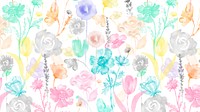 Colorful flowers desktop wallpaper, watercolor graphic
