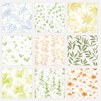 Botanical background, seamless pattern watercolor graphic psd