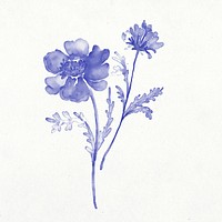 Purple flower clip art, floral watercolor design
