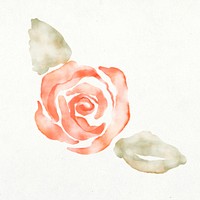 Rose sticker, floral watercolor design psd