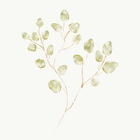 Leaves sticker, botanical watercolor design vector