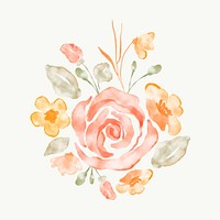 Rose clipart, watercolor illustration vector