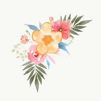 Flower bouquet planner sticker, aesthetic watercolor design vector