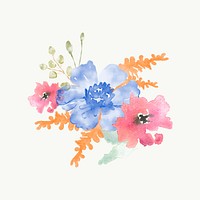 Flower bouquet planner sticker, aesthetic watercolor design vector