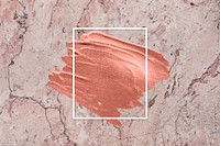 Metallic orange paint with a white frame on a pink marble background vector