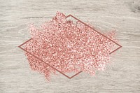 Pink gold glitter with a rhombus frame on a beige wood background vector