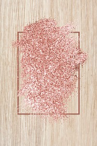 Pink gold glitter with a brownish red rhombus frame on a beige wood background vector