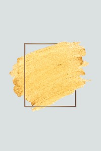Gold paint with a golden rectangle frame on a gray background vector