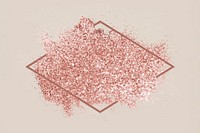 Pink gold glitter with a brownish red rhombus frame on a beige background