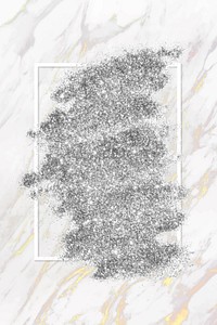 Silver glitter with a white frame on a white marble background vector