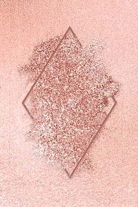 Pink gold glitter with a brownish red rhombus frame on a pink background illustration