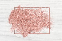Pink gold glitter with a brownish red rhombus frame on a bleached wood background illustration