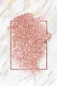 Pink gold glitter with a brownish red rhombus frame on a white and gold background vector