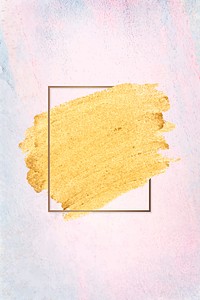 Gold paint with a golden rectangle frame on a pink background vector