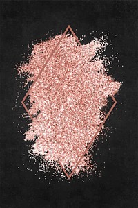 Pink gold glitter with a rhombus frame on a black background vector