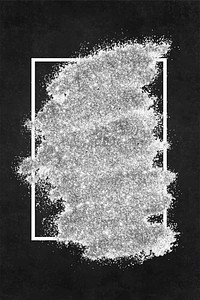 Silver glitter with a white frame on a black background vector