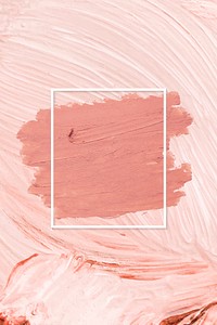 Matte orange paint with a white rectangle frame on a pastel pink brush stroke background vector