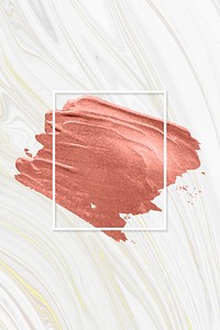 Metallic orange paint with a white frame on a fluid patterned background vector