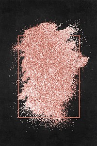 Pink gold glitter with a brownish red rhombus frame on a black background vector
