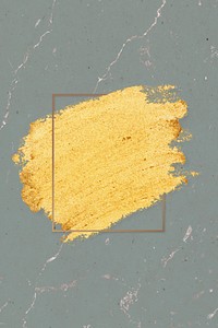 Gold paint with a golden rectangle frame on a greenish gray marble background illustration