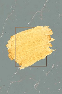 Gold paint with a golden rectangle frame on a greenish gray marble background vector