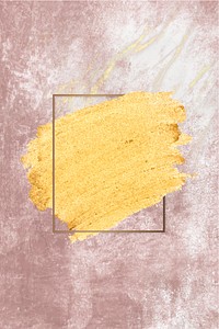 Gold paint with a golden rectangle frame on a grunge brown background vector