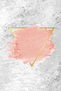 Pastel pink paint with a gold triangle frame on a grunge concrete background vector