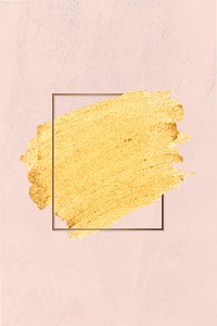 Gold paint with a golden rectangle frame on a pink background vector