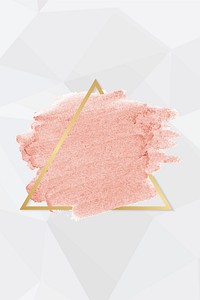 Pastel pink paint with a gold triangle frame on a gray background vector