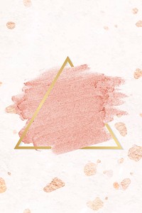 Pastel pink paint with a gold triangle frame on a light pink background vector